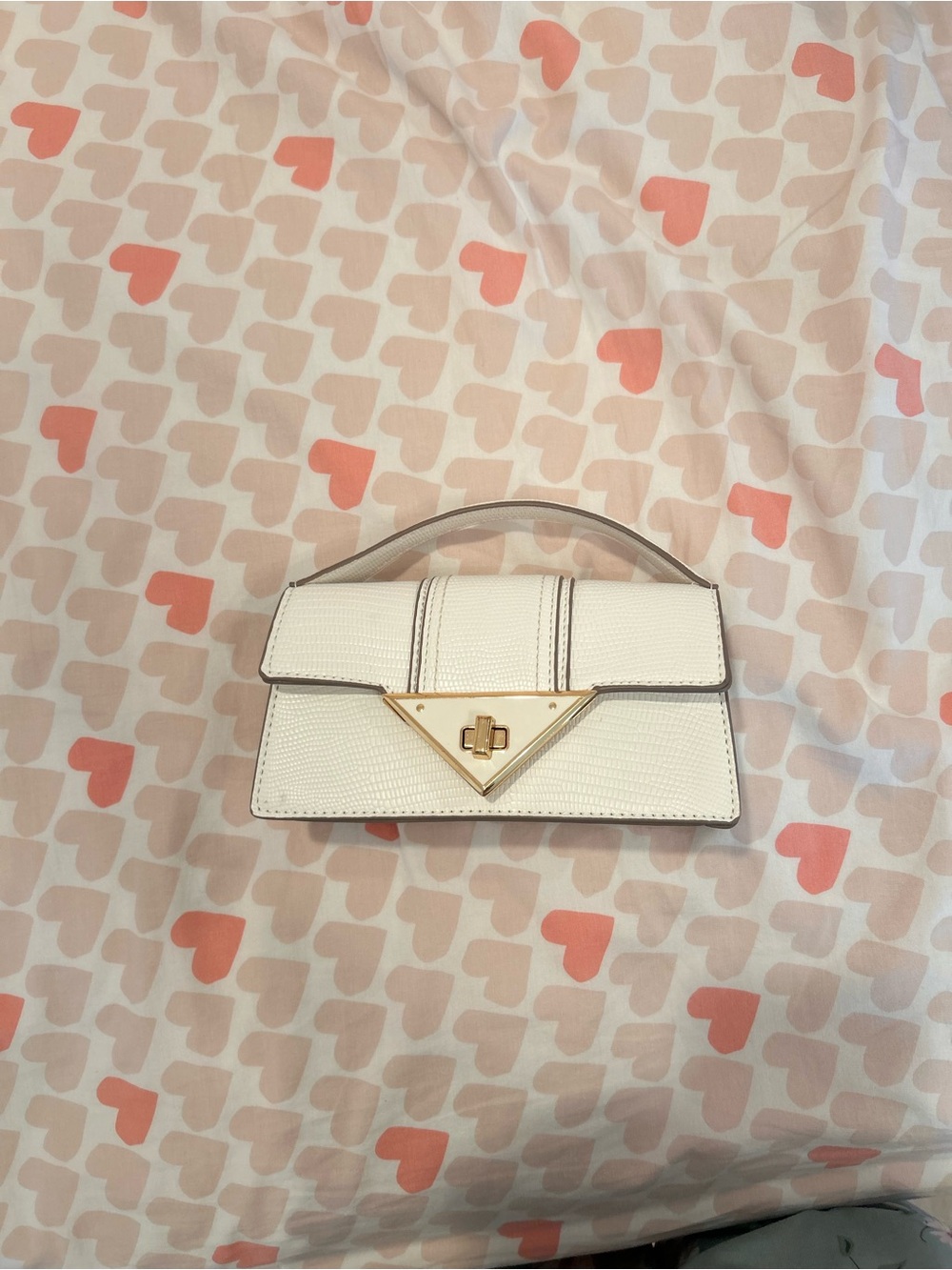 Elegant White Top-Handle Shoulder Bag with Gold Hardware